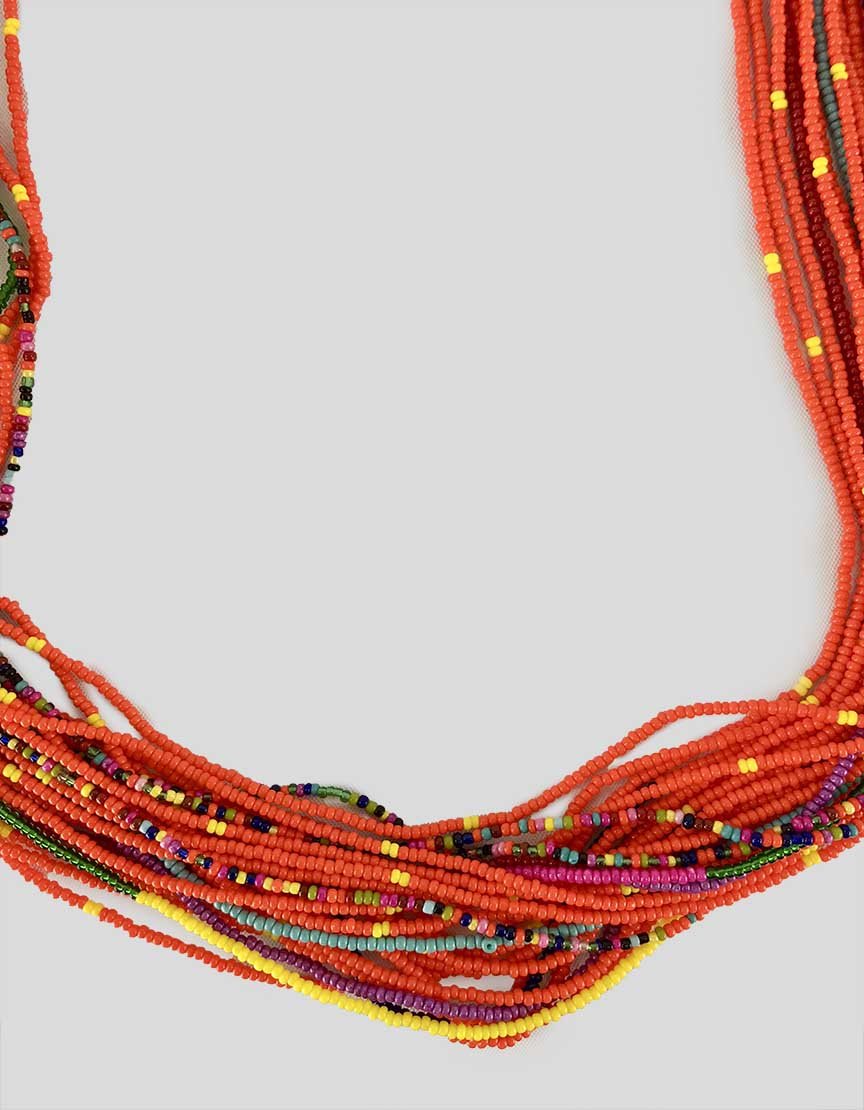 Chan Luu Orange Multi Colored Seed Bead Necklace LuxAnthropy