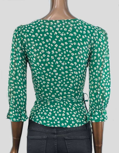 REFORMATION Green Wrap Top - X-Small