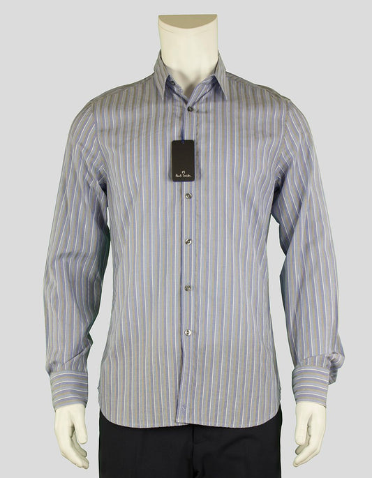 Paul Smith Slim Fit Blue With White And Black Stripe Button Down - Medium