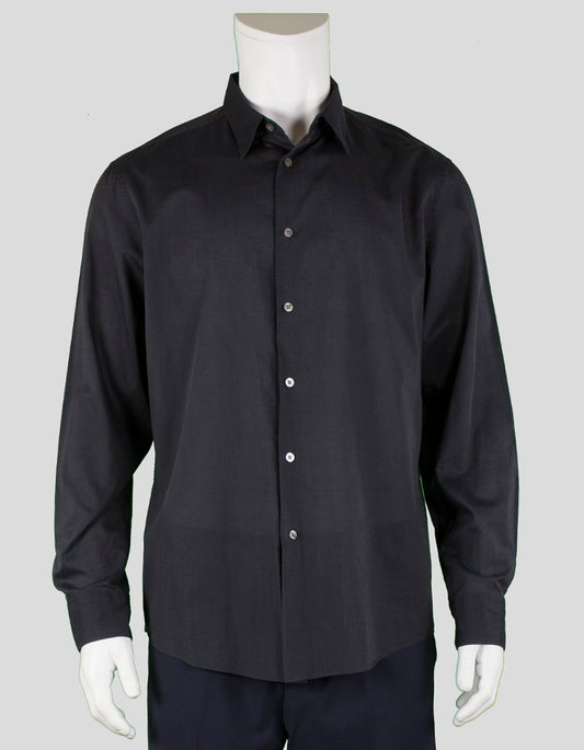 John Varvatos Charcoal Grey Lightweight Button Down Shirt With Single Button Barrel Cuff Size Medium