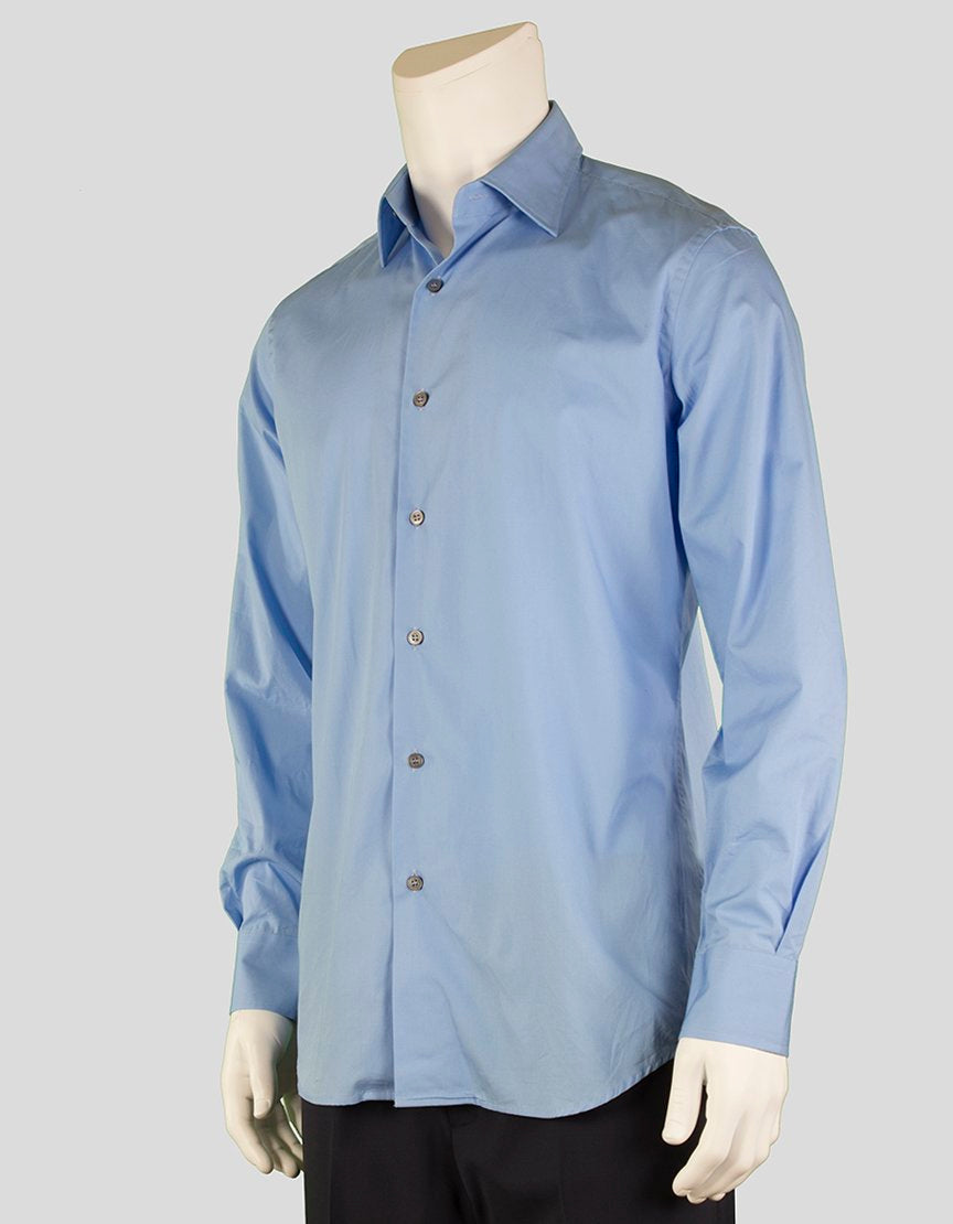 Paul Smith Eggshell Blue Button Down Dress Shirt With Point Collar And Bones And Single Button Barrel Cuff 15.5 39