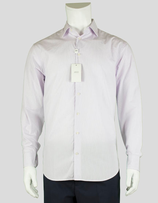 Armani Collezioni Striped Light Pastel Purple Button Down Dress Shirt 15.5R 39