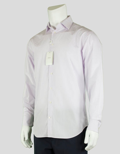 Armani Collezioni Striped Light Pastel Purple Button Down Dress Shirt 15.5R 39