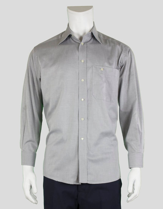 Eton Grey Button Down Shirt With Front Button Pocket