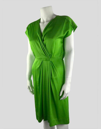 Diane Von Furstenberg Green Akari Sleeveless Dress With V-Neckline And Gathering At Waist Size 2 US