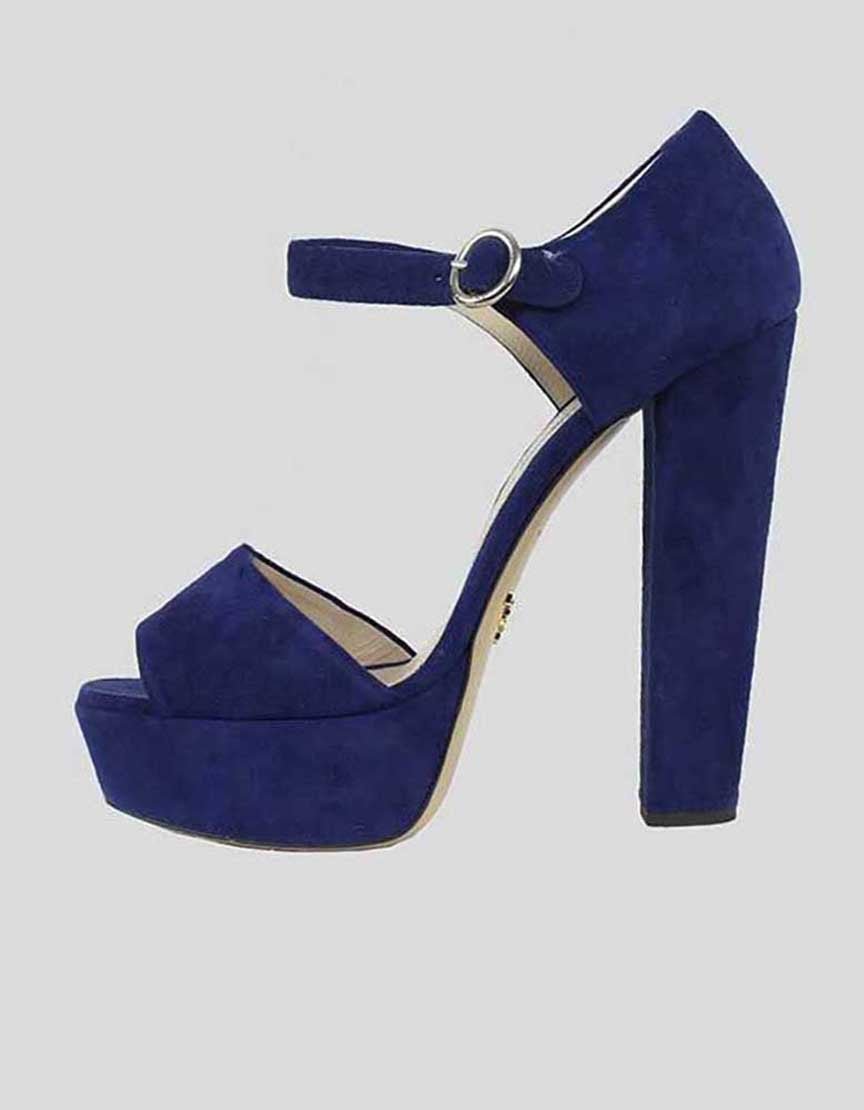 PRADA Blue Suede Platform Pumps - 40 IT | 10 US