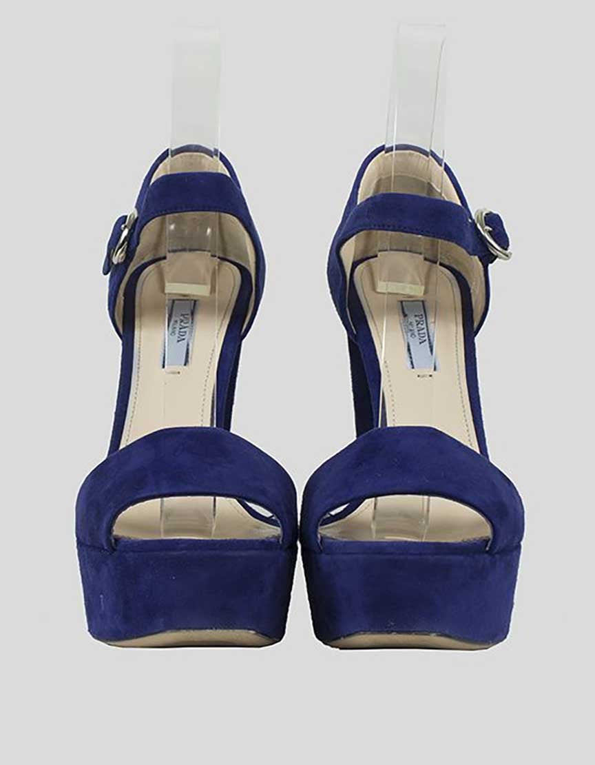 Prada Blue Suede Platform Pumps 40 It LuxAnthropy