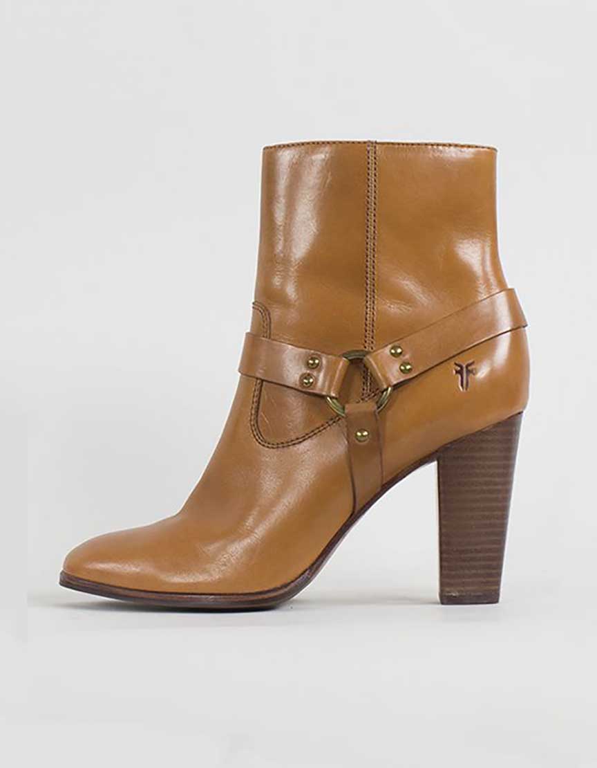 Frye Laurie Harness Short Tan Ankle Boot Size 9.5