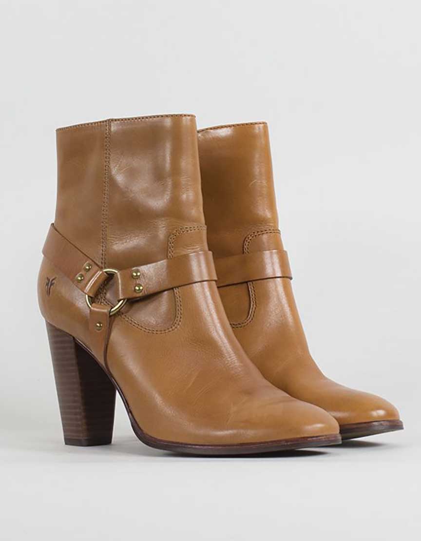 Frye Laurie Harness Short Tan Ankle Boot Size 9.5