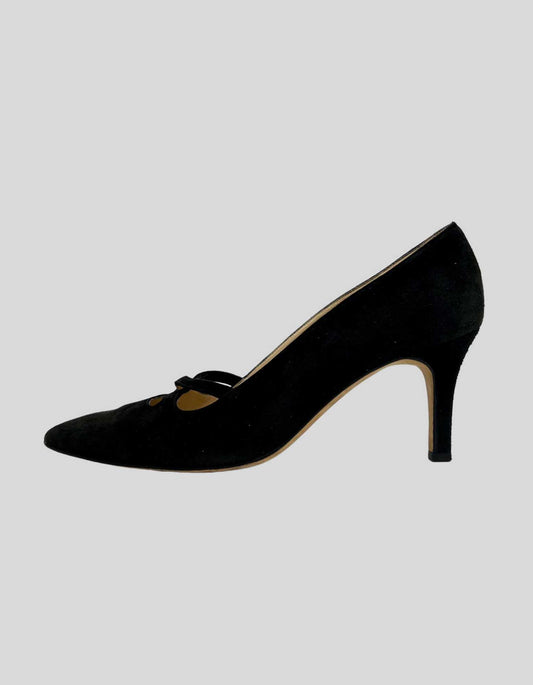 MANOLO BLAHNIK Black Suede Leather Pointed-Toe Pumps - 39 IT | 9 US