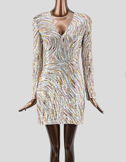 Zuhair Murad long sleeve embellished evening mini dress  - 6 US