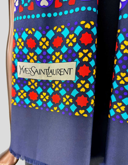 YVES SAINT LAURENT Silk Printed Scarf Silk Scarf