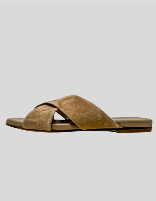 L’AGENCE Camilla suede crossover flat sandals - 8 US
