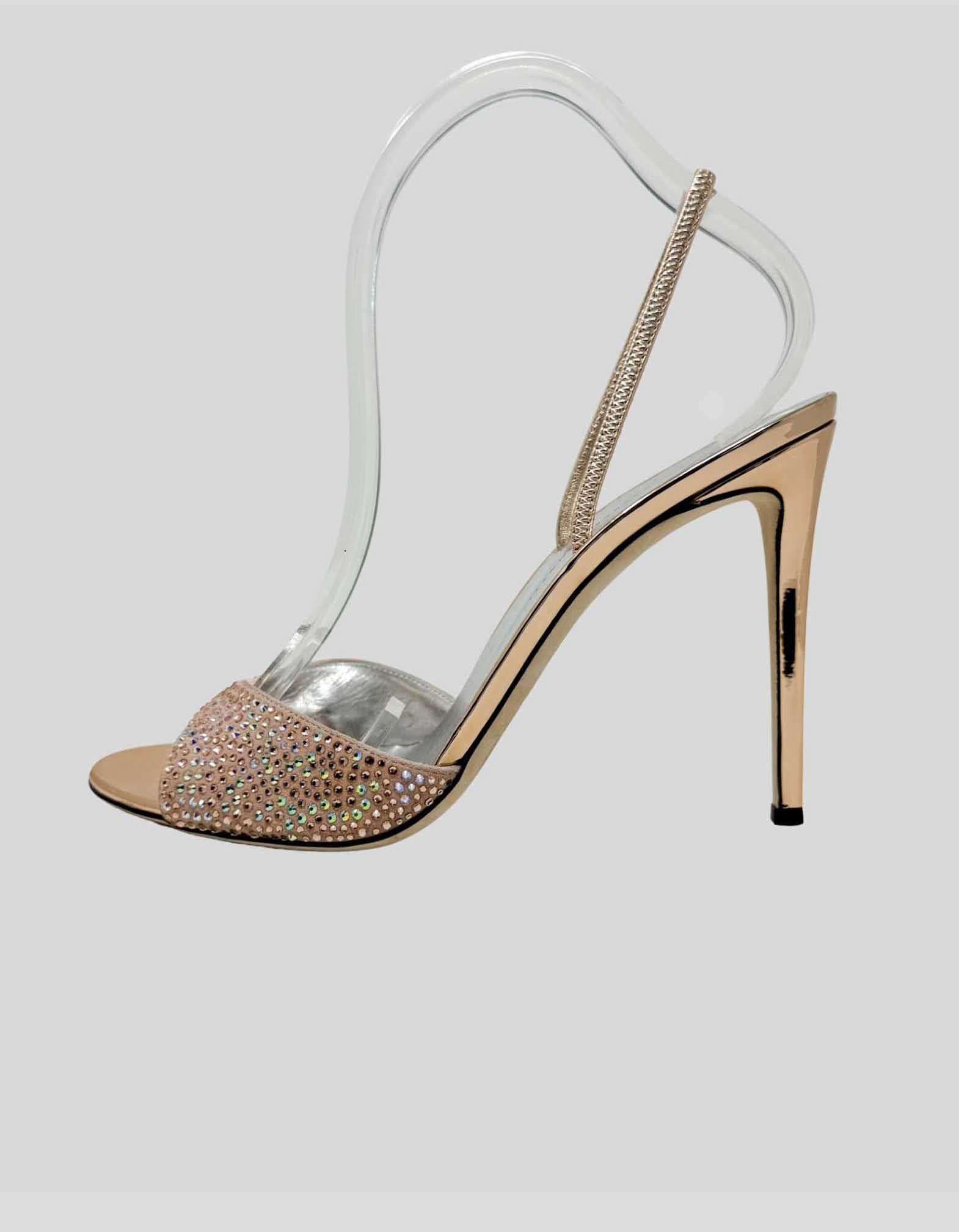 GIUSEPPE ZANOTTI Satin Crystal Embellishments Sandals