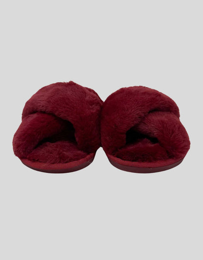 Red Faux Fur Slippers - 8 US