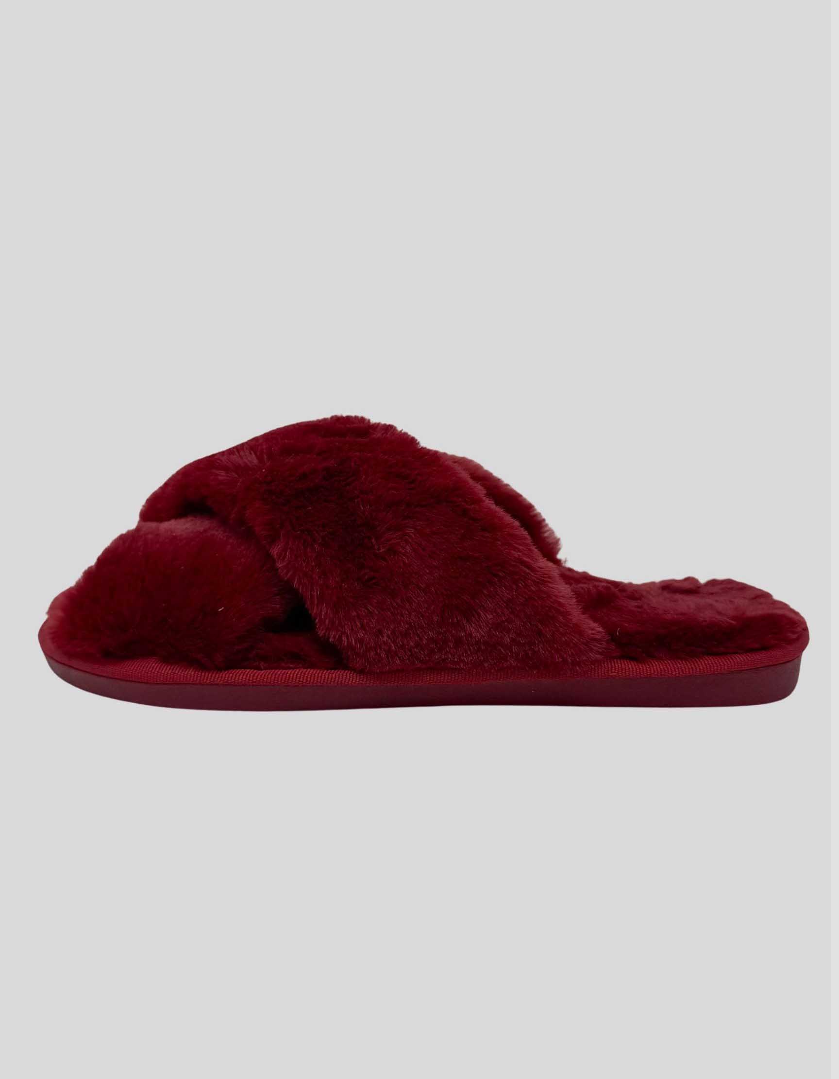 Red Faux Fur Slippers - 8 US