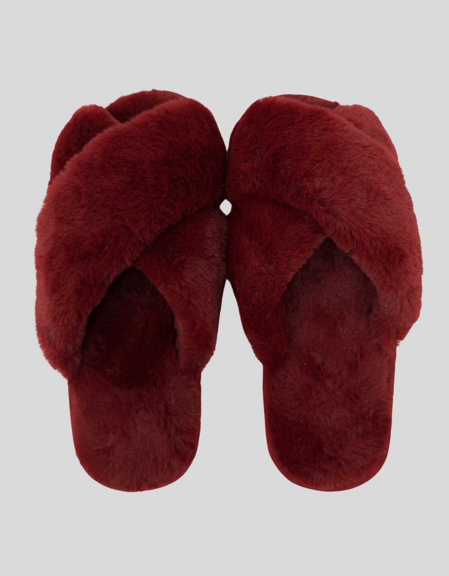 Red Faux Fur Slippers - 8 US