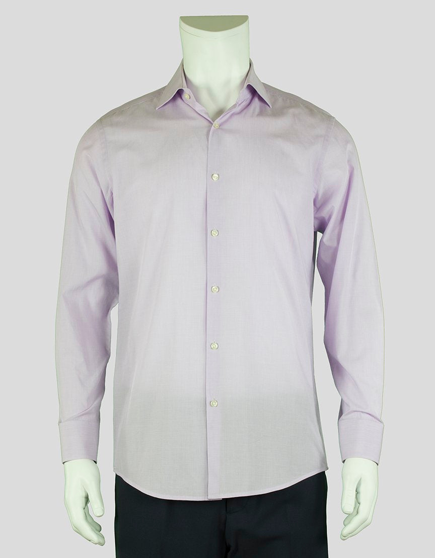 Boss Hugo Boss Sharp Fit Lilac Button Down Dress Shirt With Single Button Barrel Cuff Point Collar And Bones 15.5 32/33