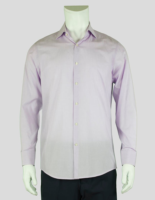 Boss Hugo Boss Sharp Fit Lilac Button Down Dress Shirt With Single Button Barrel Cuff Point Collar And Bones 15.5 32/33