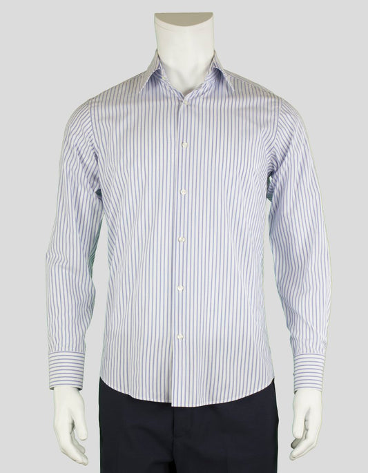 Boss Hugo Boss Regular Fit White And Blue Striped Shirt Button Down Dress Shirt 15 32/33